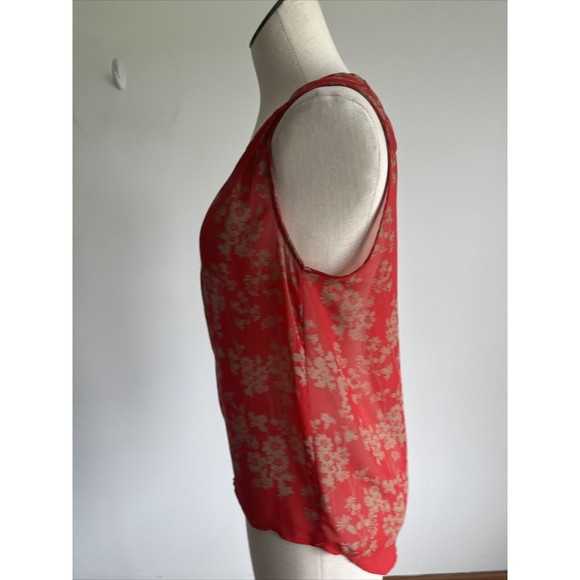 Collective Concepts Sleeveless Womens Red Floral Sheer Blouse MP - Picture 8 of 12
